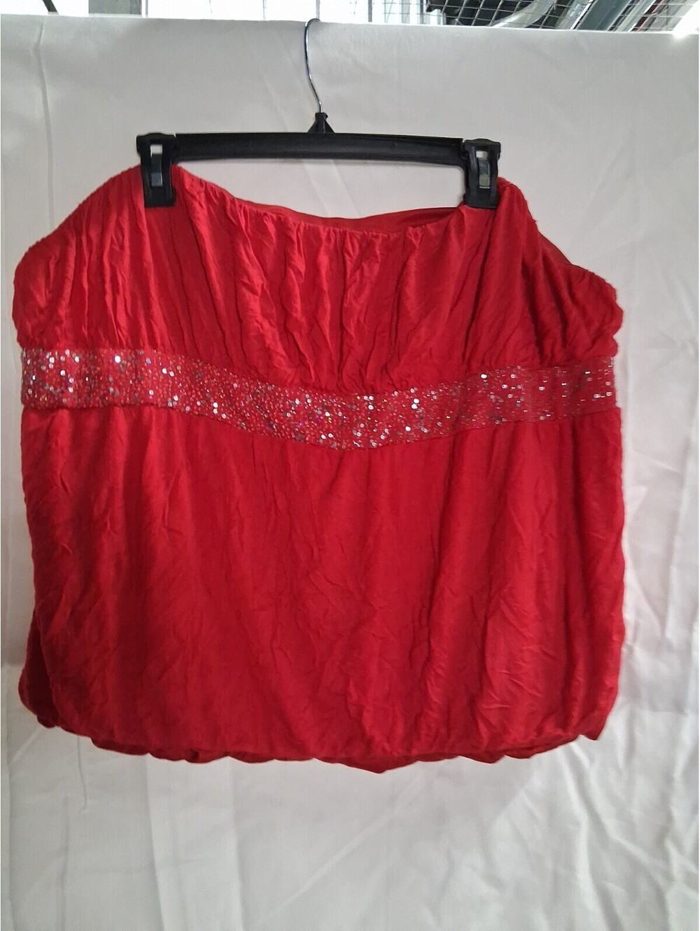 Lane Bryant Plus SZ 22/24 Red Bedazzled Tube Top Cropped I2